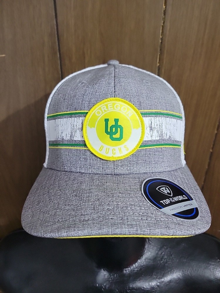 Oregon Ducks Adjustable Logo Trucker Hat Grey/White Top Of The World