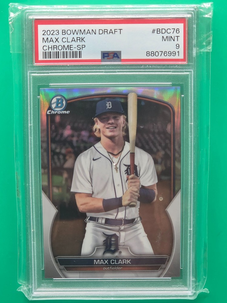 2023 Bowman Draft Max Clark #BDC76 Chrome Short Print PSA 9 Detorit Tigers Mint