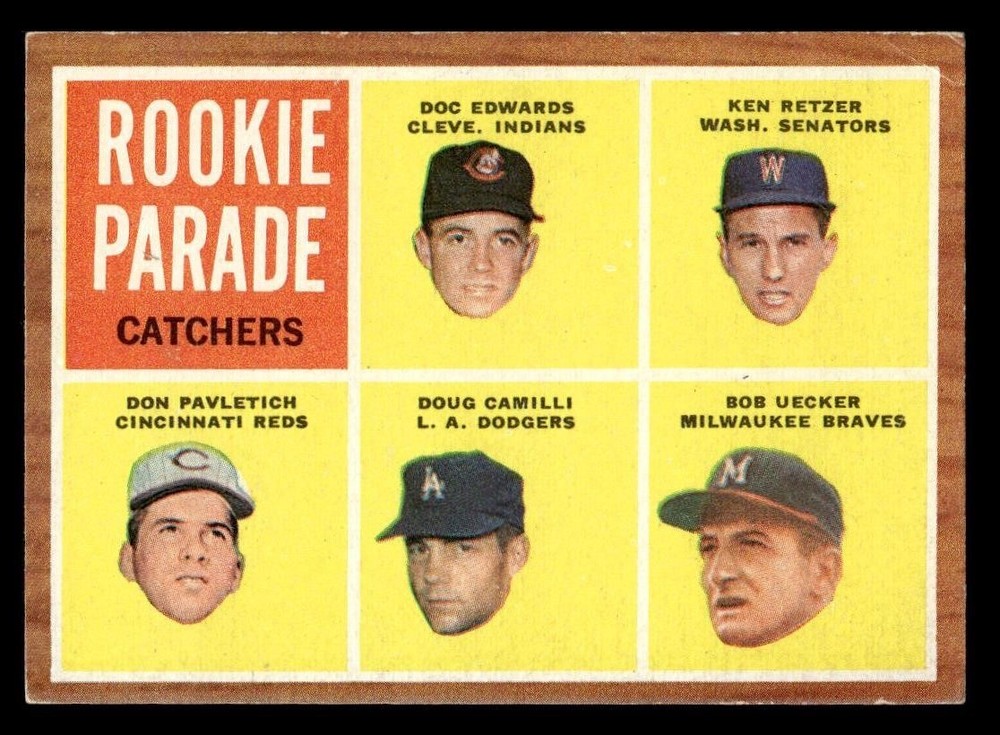 1962 Topps Baseball #594 Rookie Parade Catchers Uecker GD – VG *h2