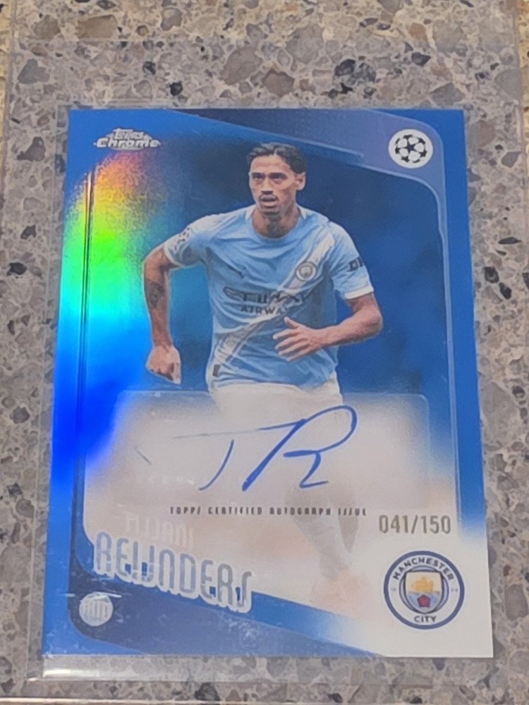 Topps Chrome 2025/26 UEFA UCL Tijjani Reijnders Man City Auto #CA-TR 41/150 Blue
