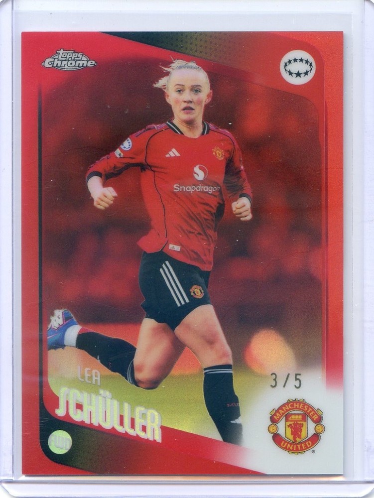 2025-26 Topps Chrome UEFA Women&rsquo;s UWCL LEA SCHULLER #66 Red Refractor SP /5