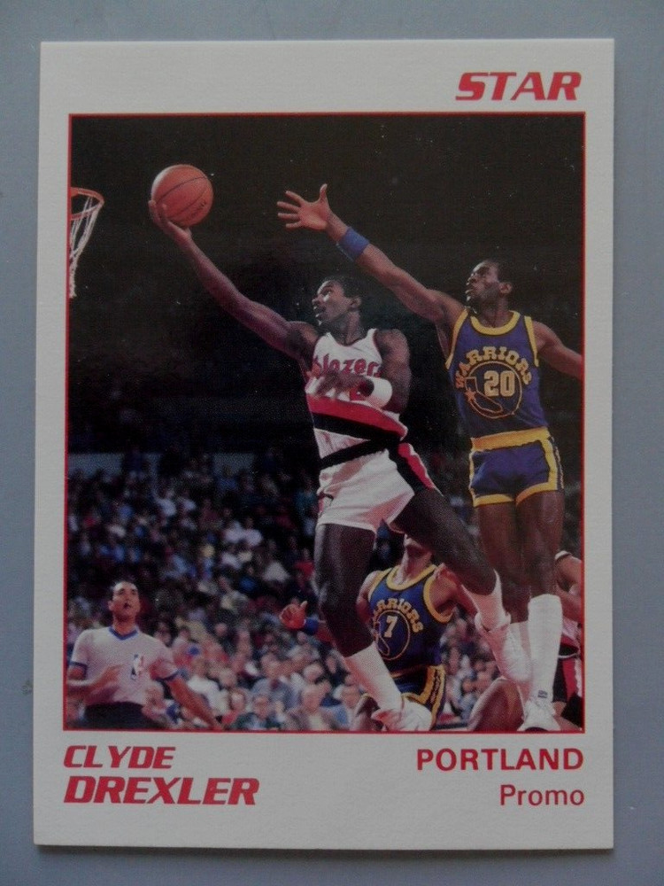 1990-91 Star Basketball Clyde Drexler Blank Back Promo Card White NM/MT *HOF&rsquo;er*