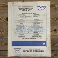 WWF Wrestling WHEELING WV Line-Up Sheet 12/27/88 HULK HOGAN vs BIG BOSS MAN WWE