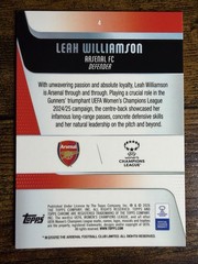 2025-26 Topps Chrome Women’s UEFA Leah Williamson Orange Refractor /25 Arsenal