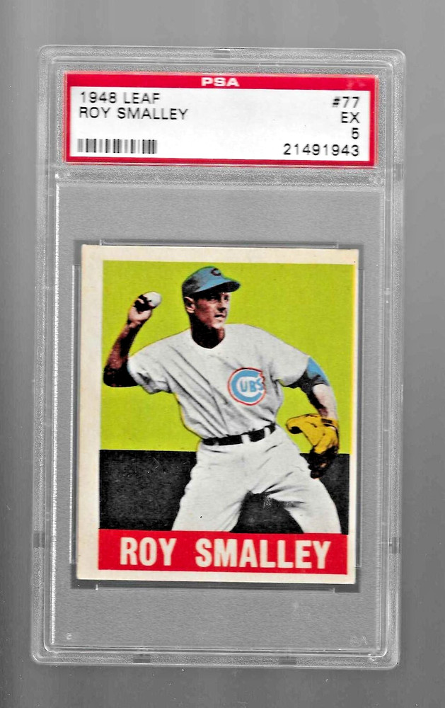 1948 LEAF BASEBALL CARD #77 ROY SMALLEY RC GRADED PSA 5 NQ MLB CHICAGO CUBS