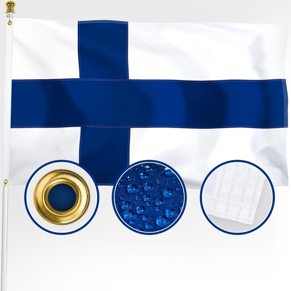 XIFAN Premium Finland Flag 3×5 ft Outdoor, 36 inches by 60 inches,