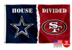 House Divided Flag Dallas Cowboys vs San Francisco 49ers 3×5 Football Banner USA