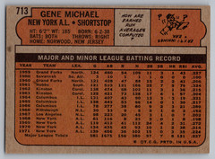 1972 TOPPS #713 GENE MICHAEL NEW YORK YANKEES