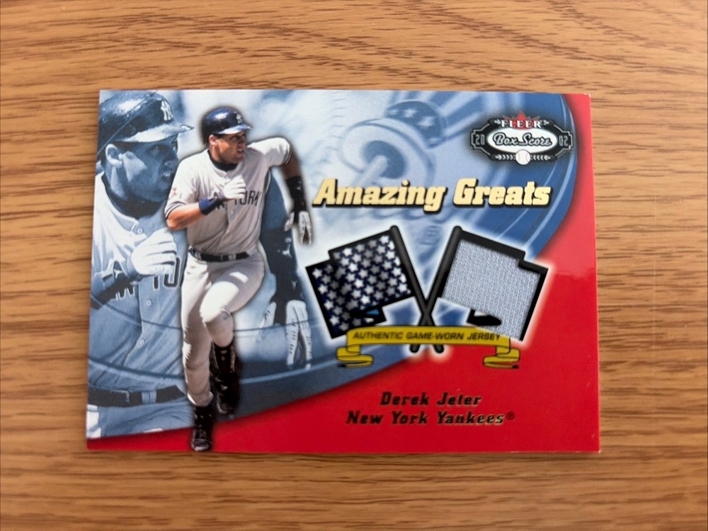 2002 Fleer Box Score Derek Jeter Amazing Greats Single Swatch Jersey