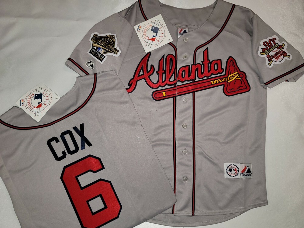 Majestic 1995 Atlanta Braves BOBBY COX World Series Baseball JERSEY Gray
