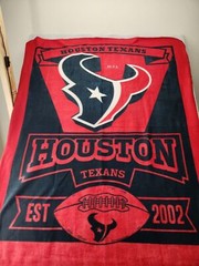 Houston Texans Est 2002 Throw Blanket Navy Blue And Red 50” X 58”