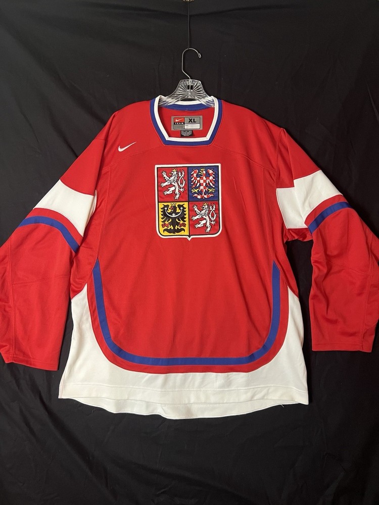 Vintage IIHF Czech Republic National Nike Ice Hockey Jersey Mens XL Red White