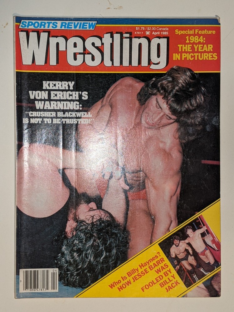 SPORTS REVIEW WRESTLING – APRIL 1985 – Publishers of PWI – Kerry Von Erich