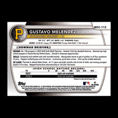2025 Bowman Chrome Draft Gustavo Melendez 1st Aqua Geometric Refractor /125