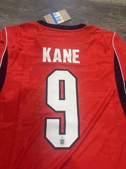 England Away Kane #9 Soccer Jersey Red Navy White Men&rsquo;s Size M