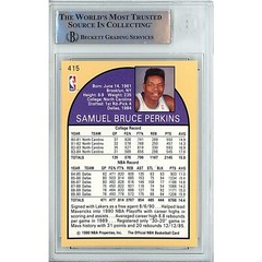 Sam Perkins Signed 1990-91 NBA Hoops #415 Beckett BAS Slabbed LA Lakers NBA Auto