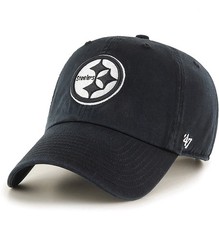 47 Brand Pittsburgh Steelers Clean Up Adjustable Strap Hat NFL OSFM Black White