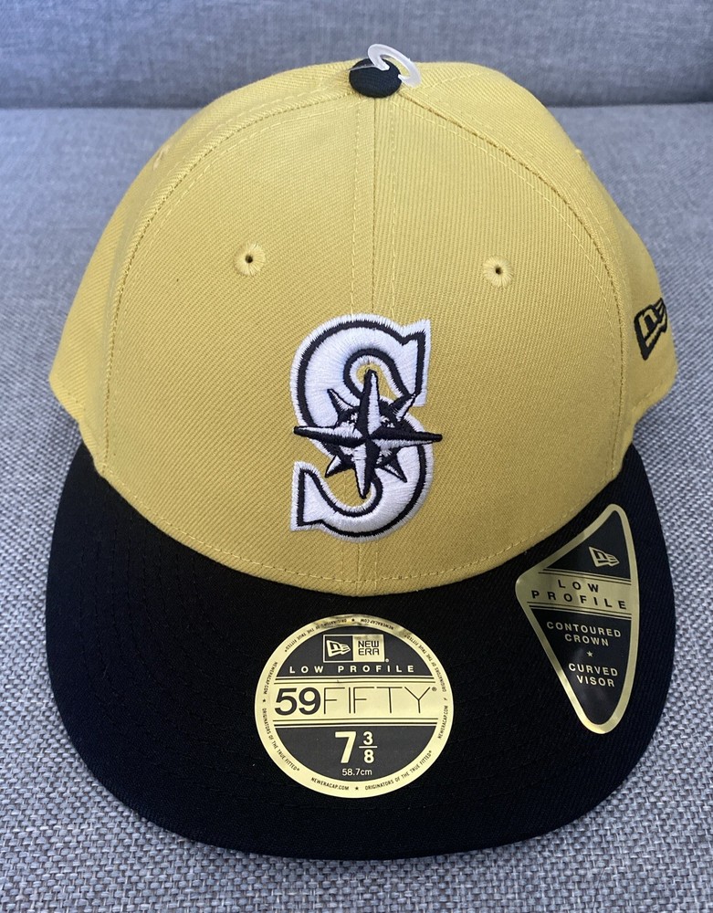 Seattle Mariners New Era Black And Yellow Hat Size 7 3/8