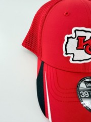 Kansas City Chiefs New Era Hat Cap Linear 39Thirty SZ M/L Stretch Fit Red NWT