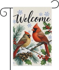 12 x 18 Inches Winter Cardinal Welcome 12 inches x 18 inches,