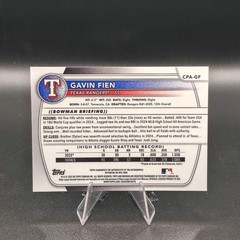 2025 Bowman Draft #CPA-GF Gavin Fien Chrome Auto Green Refractor #/99