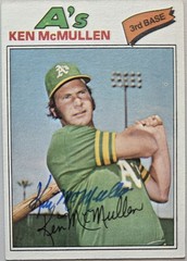 1977 TOPPS Ken McMullen Auto Card #181 Oakland Athletics Vintage Baseball Signed