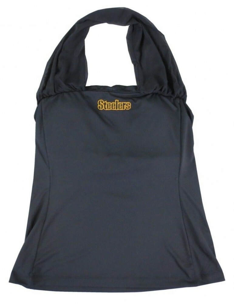 Pittsburgh Steelers All Sport Couture NFL Women&rsquo;s First Down Black Halter Top