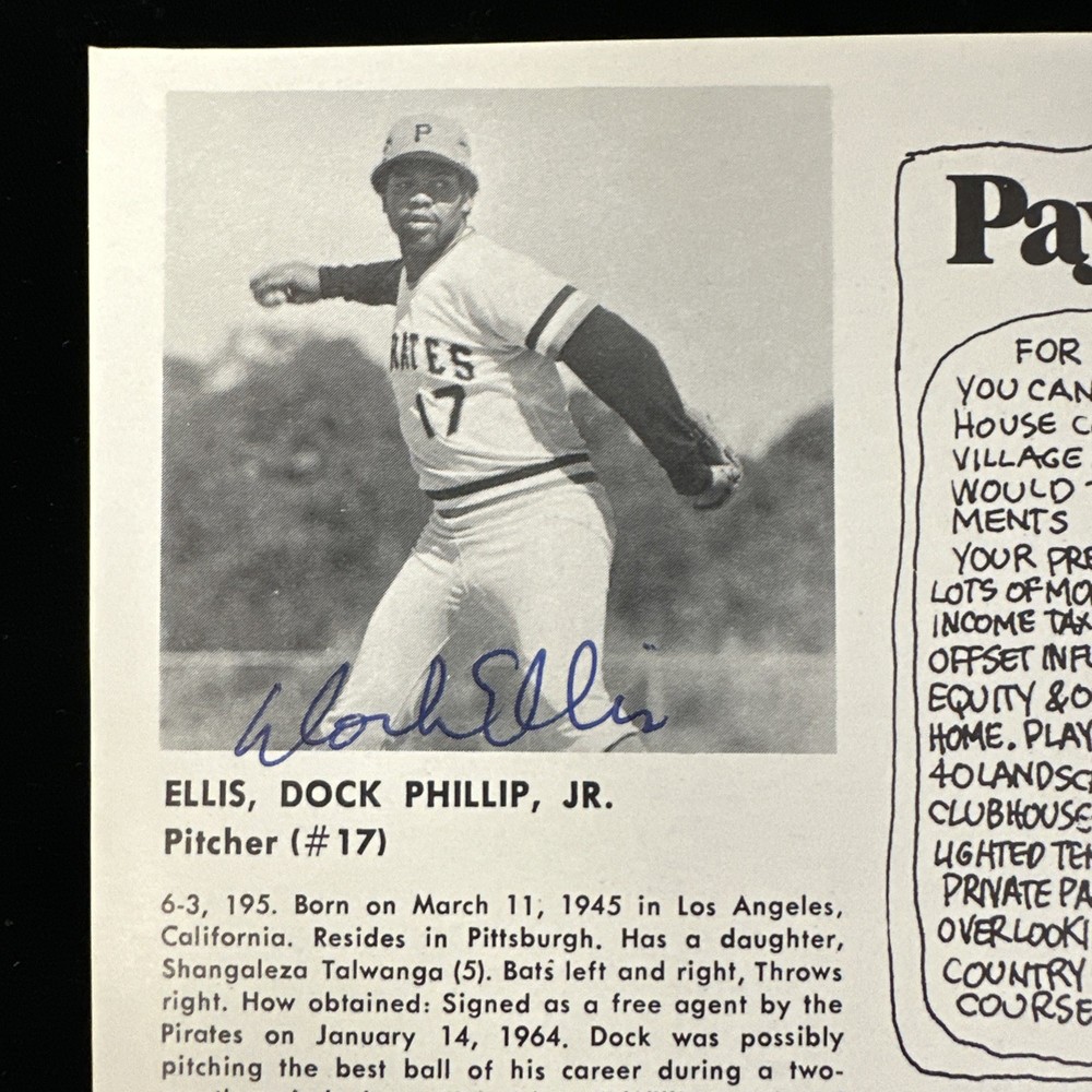 Dock Ellis Pittsburgh Pirates SIGNED Autograph Cut (deceased age 63) w/ hologram