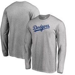 Men&rsquo;s Heathered Gray Los Angeles Dodgers Team Wordmark Long Sleeve T-Shirt