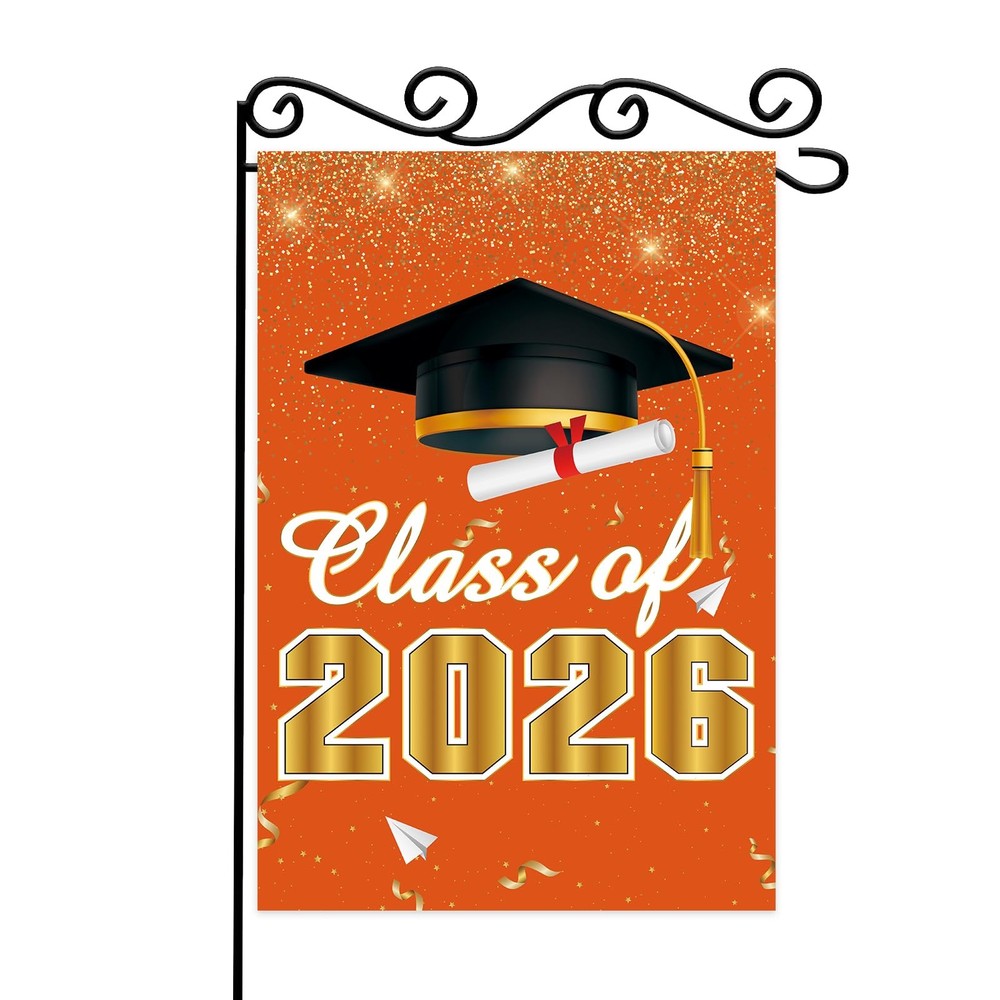 Class of 2026 Graduation Garden Flag,Orange Gold 12×18 inches, Orange