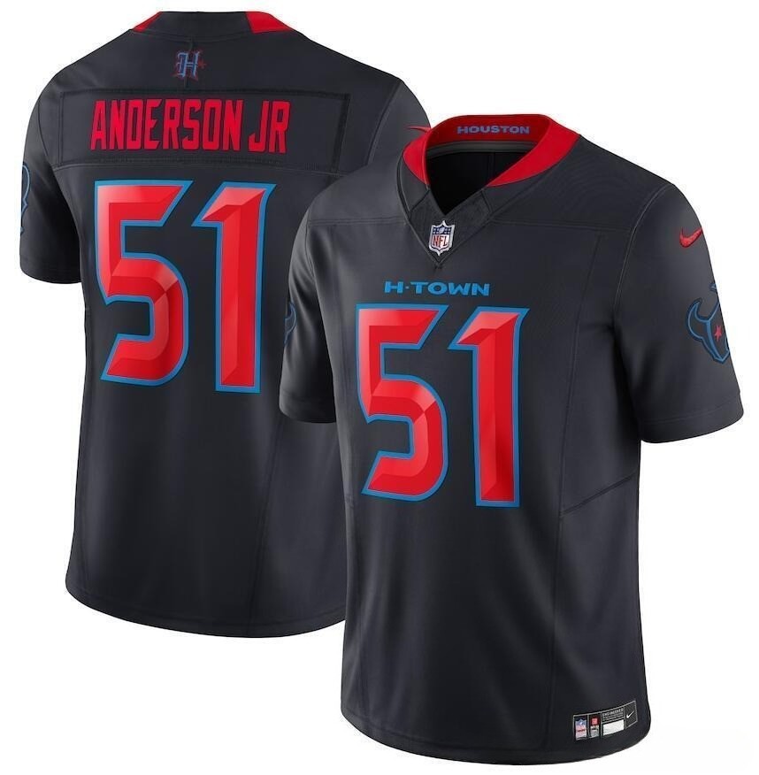 2025 NWT Men&rsquo;s Texans Limited Navy/Red Stitched Jersey S-3XL