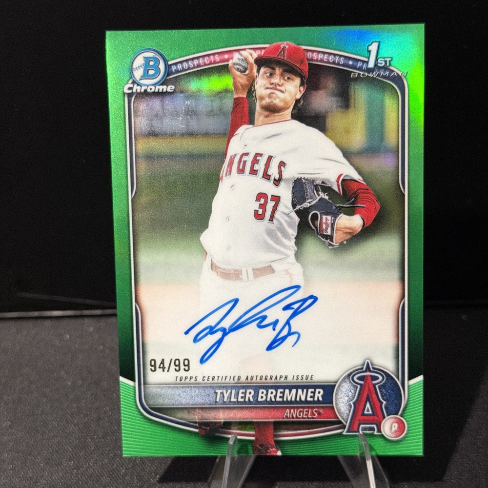 Bowman Chrome 2025 Tyler Bremner Angels Rookie Green Refractor Autograph /99
