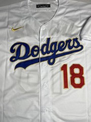Los Angeles Dodgers Yoshinobu Yamamoto #18 Japanese Spelling Kanji Gold Jersey