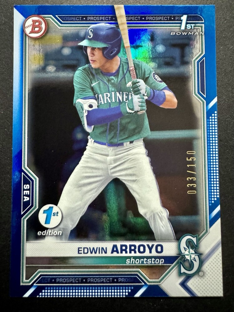 Edwin Arroyo 1st Bowman 2021 Bowman Draft 1st Edition – #BD-74 Blue Foil /150 RC