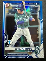 Edwin Arroyo 1st Bowman 2021 Bowman Draft 1st Edition – #BD-74 Blue Foil /150 RC