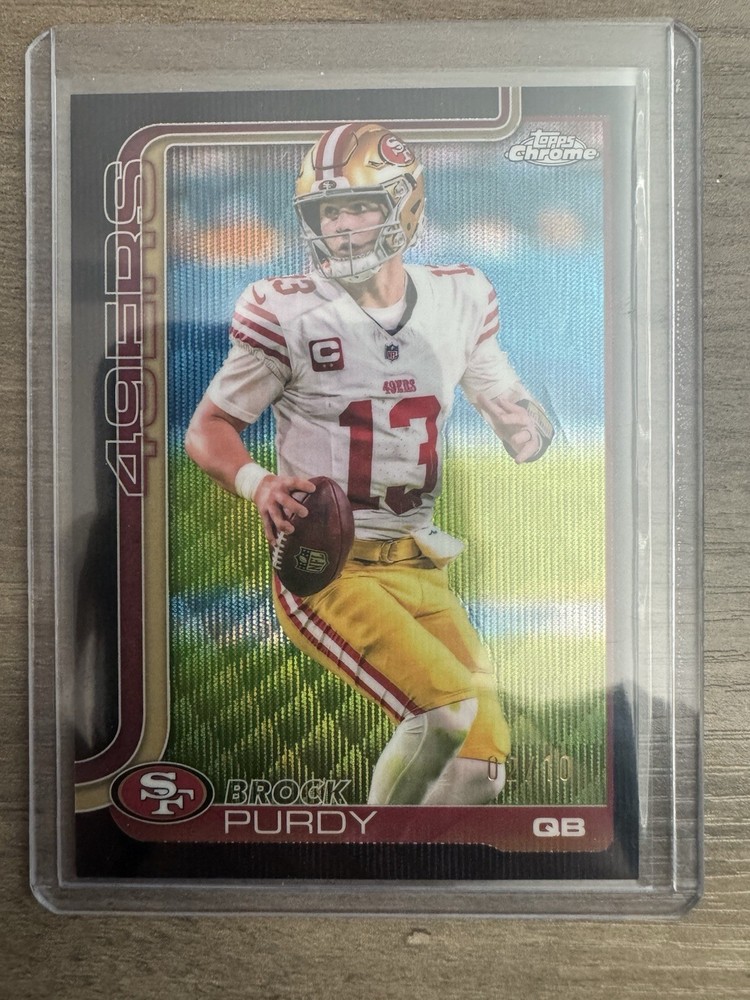 2025 Topps Chrome – Brock Purdy #262 Black Wave Refractor /10 SSP