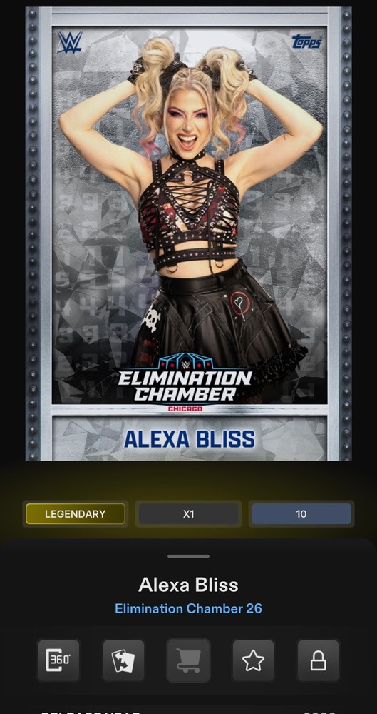 WWE Topps Slam DIGITAL Elimination Chamber Alexa Bliss Legendary Black 10 CC