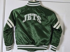 Vintage 80s Chalk Line New York Jets Satin Jacket Youth Size Small (6/7) Green