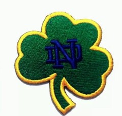 Notre Dame ☝️Shamrock ☘️Iron On Patch Green, Blue And Gold.🏈