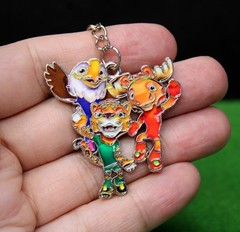 2026 World Cup Mascot Trio Silver Tone Alloy Metal Keychain Keyring