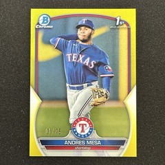 2023 Bowman Chrome Prospects Andres Mesa Yellow Refractor /75 #BCP-44 Rangers