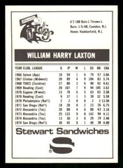 1975 Stewart Sandwiches Tidewater Tides Bill Laxton #NNO Card