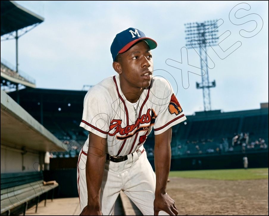 Hank Aaron Photo 8X10 – 1955 Bowman Card Photo Milwaukee Braves FREE SHIPPING