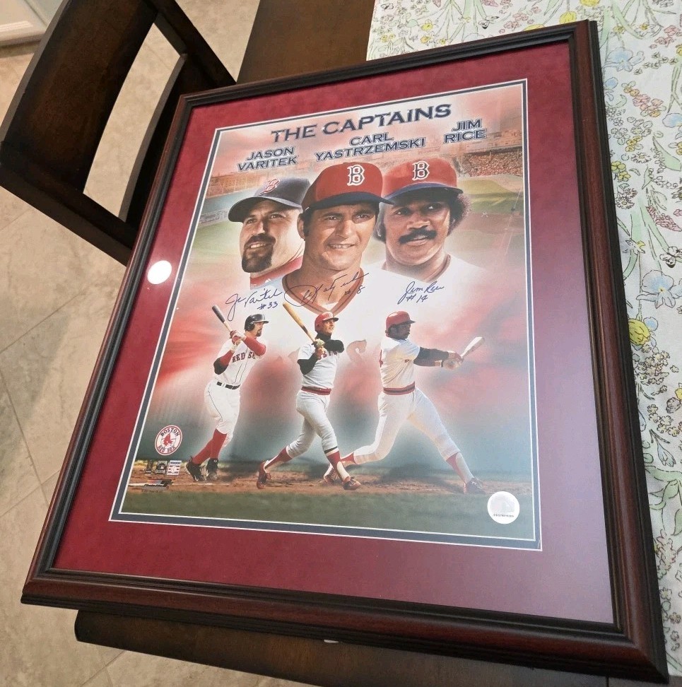 Carl Yastrzemski Jim Rice Jason Varitek Autographed Photo Boston Redsox 26x22x1