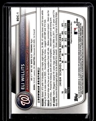 2025 Bowman Draft #BDC-1 Eli Willits Sky Blue Refractor