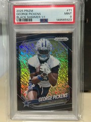 2025 George pickens Panini Prizm Black Shimmer 1/1 non rc Psa 9 pop 1