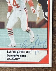 1984 Jogo CFL #94 Larry Hogue RC Calgary Stampeders AUTOGRAPH Canadian Football