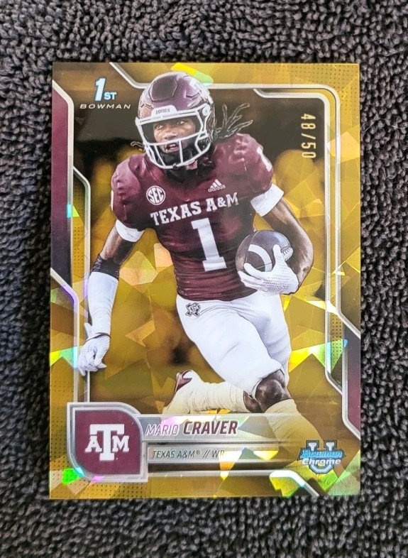 2025 Bowman University Sapphire Mario Craver Gold #/50 Bowman 1st Rookie Card RC