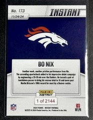 🇺🇸RARE RECORD BREAK🇺🇸2024 Panini BO NIX SP-RC #173 NFL Denver Broncos
