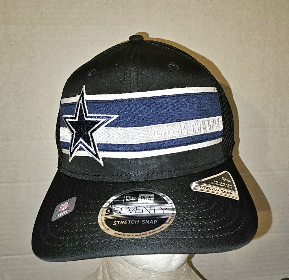 Dallas Cowboys BLACK/ NAVY New Era 9SEVENTY Adult ADJUST STRETCH SNAP HAT NWT